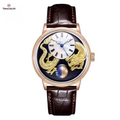 Čínský dragon moon fáze hodinky automatické mechanické