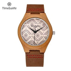 Kožené dřevěné hodinky